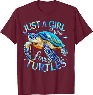 Sea Turtle Just a Girl Who Loves Turtles T-Shirt - T-Shirt | Maroon