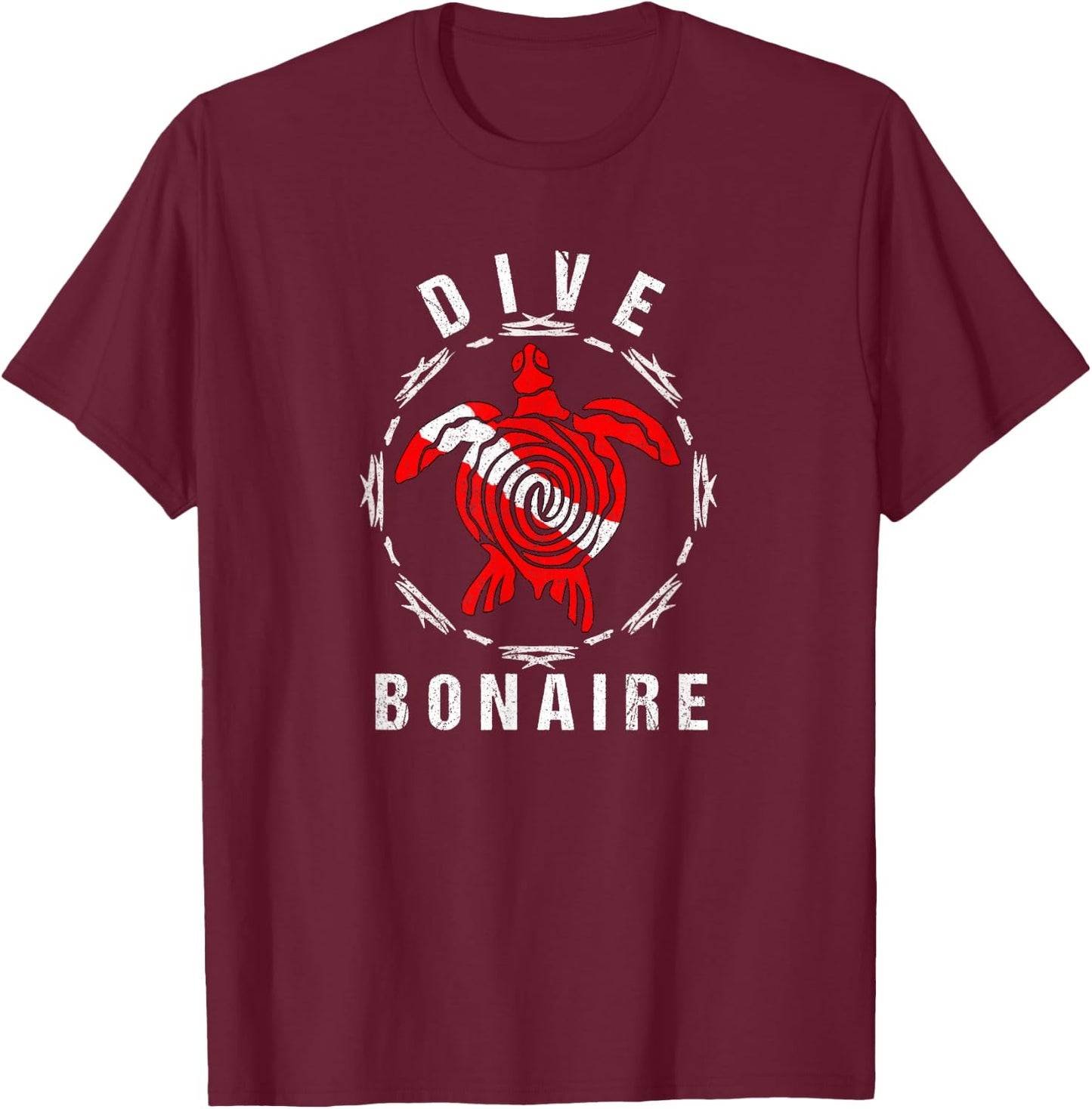 Dive Bonaire Vintage Tribal Turtle Gift T-Shirt - T-Shirt | Maroon