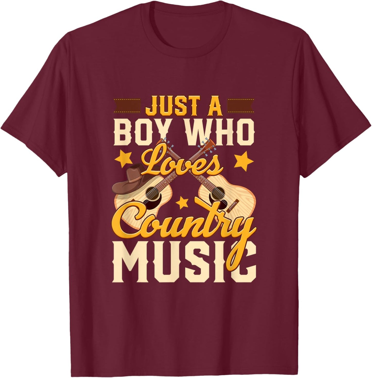 Just A Boy Who Loves Country Music T-Shirt - T-Shirt | Maroon