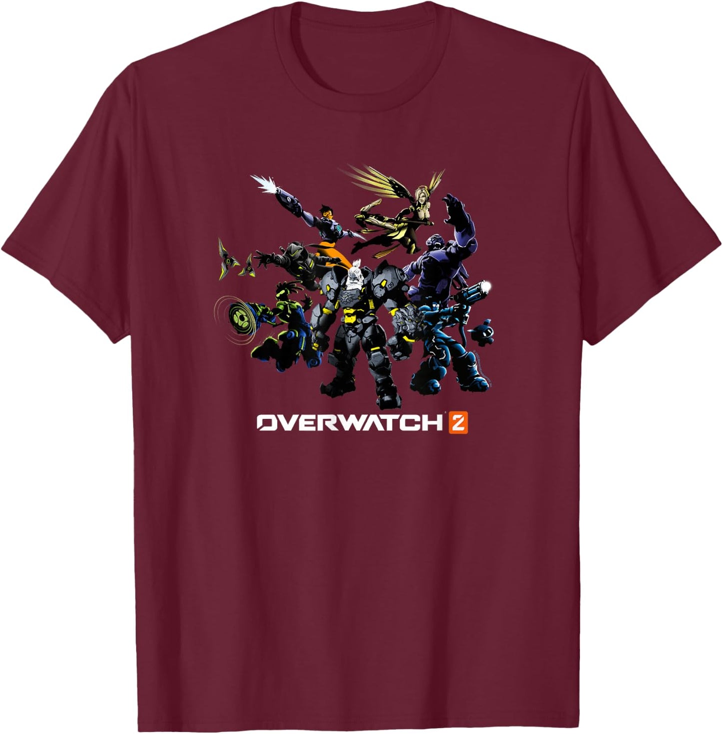 Overwatch 2 Dark Group Action Shot T-Shirt - T-Shirt | Maroon