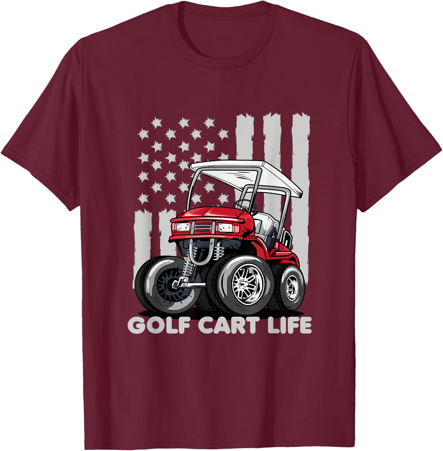 Golf Cart Life Funny Golf Cart with USA Flag Men T-Shirt - T-Shirt | Maroon