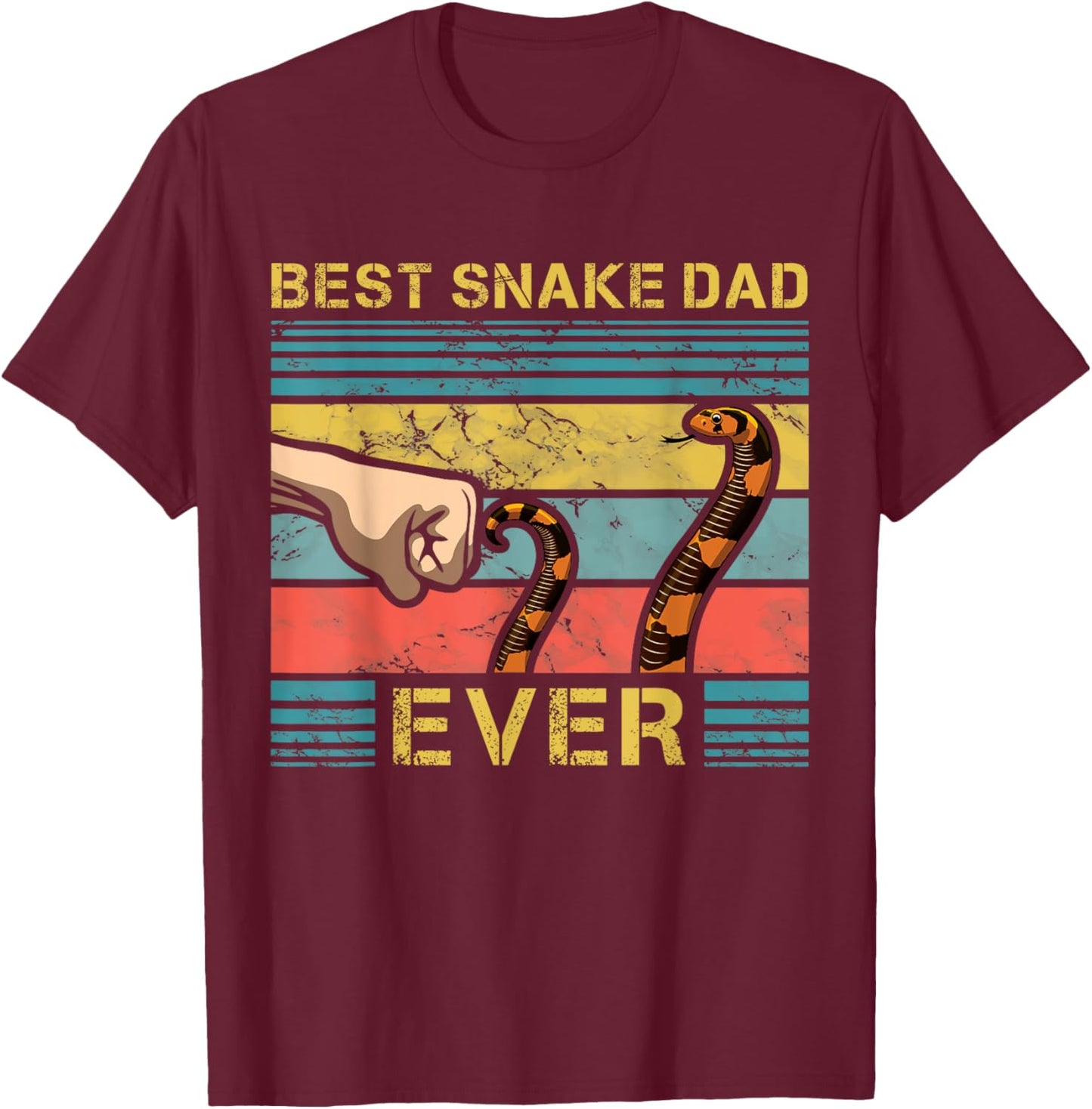 World's Best Snake Dad Funny Snake Enthusiast Father T-Shirt - T-Shirt | Maroon