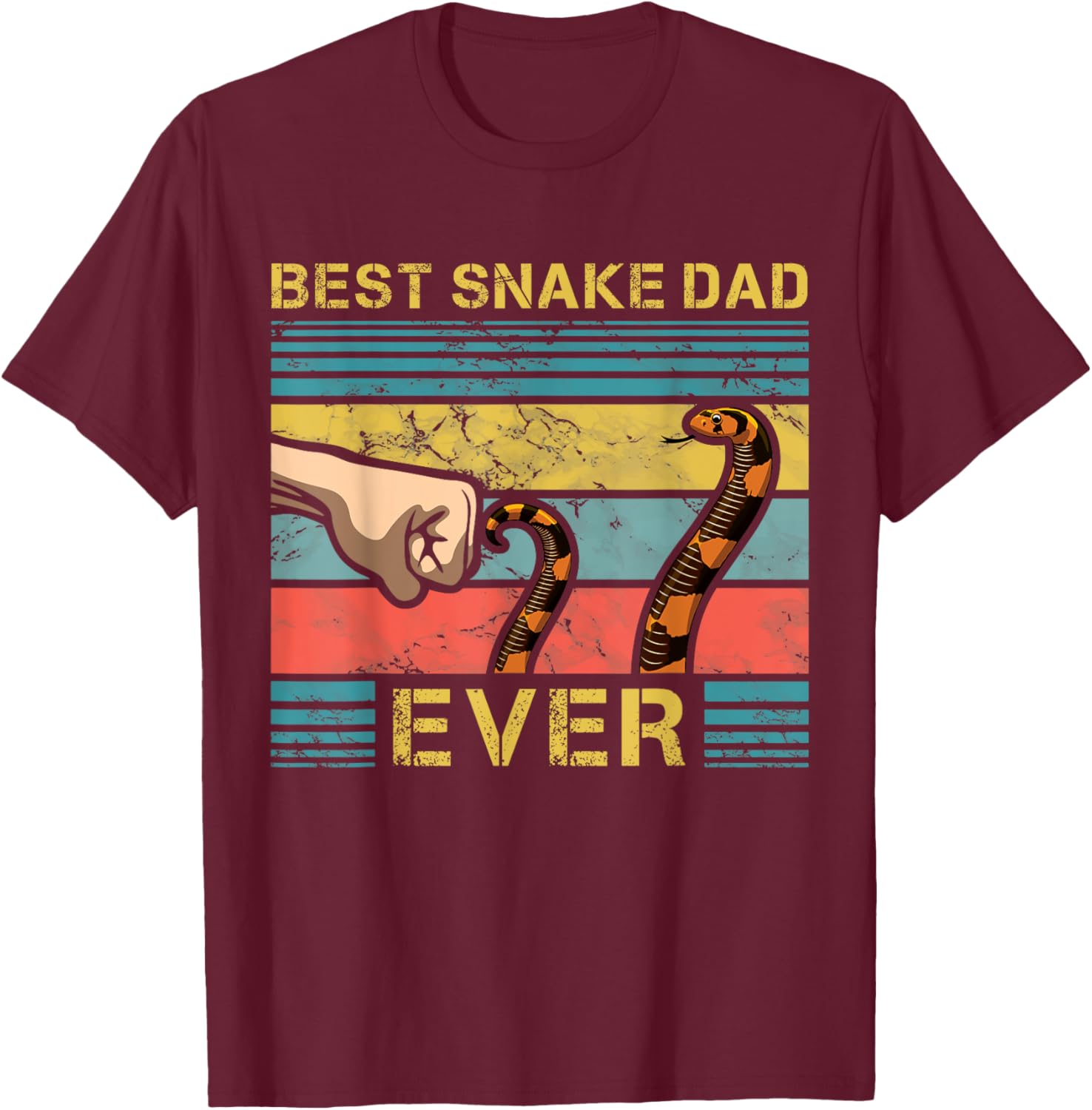 World's Best Snake Dad Funny Snake Enthusiast Father T-Shirt - T-Shirt | Maroon