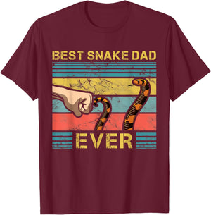 World's Best Snake Dad Funny Snake Enthusiast Father T-Shirt - T-Shirt | Maroon