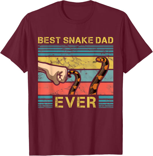 World's Best Snake Dad Funny Snake Enthusiast Father T-Shirt - T-Shirt | Maroon