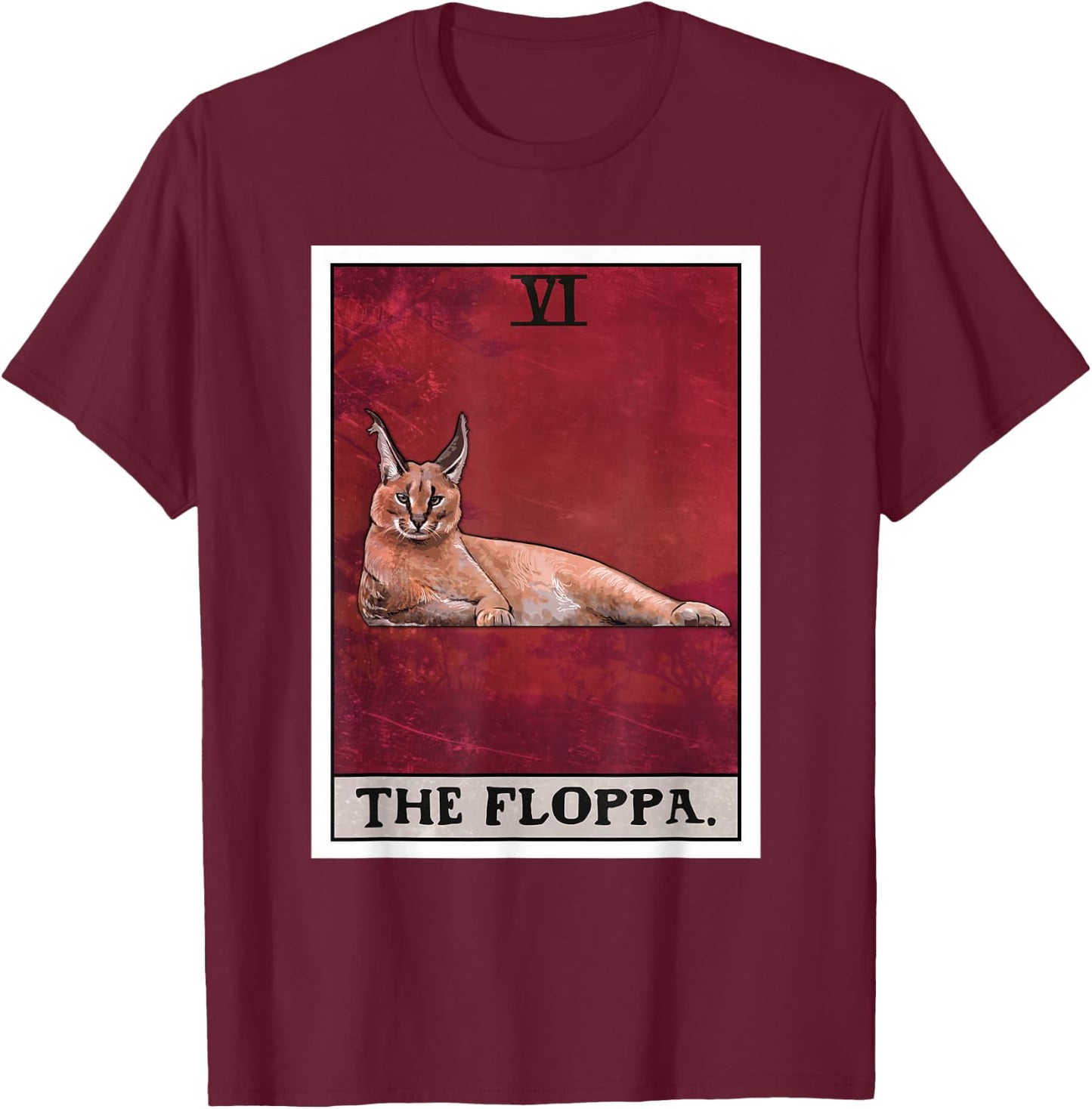 The Floppa Caracal Cat Tarot Card Funny Meme Women Kids T-Shirt - T-Shirt | Maroon