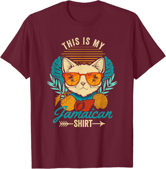 This is my Jamaican Shirt Retro Cat Jamaica Summer Vacation Women T-Shirt - T-Shirt | Maroon