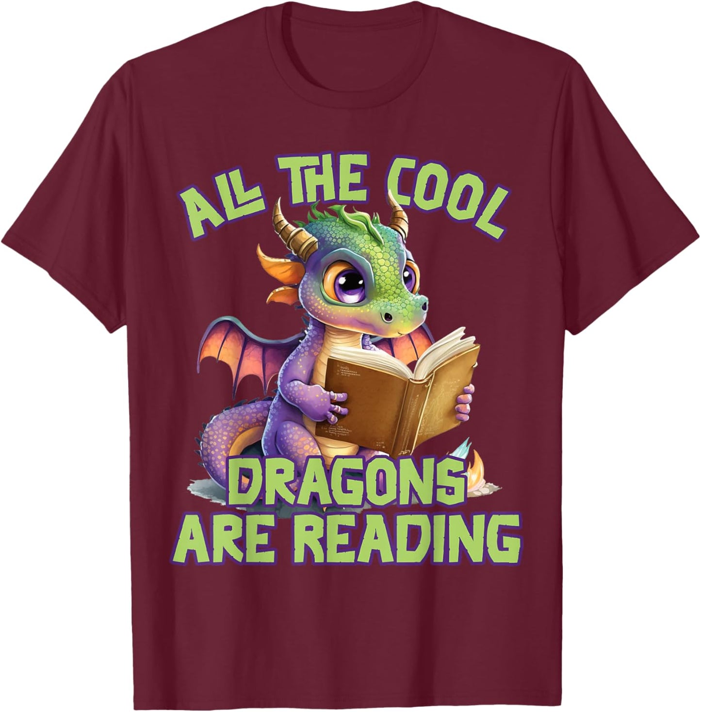 All The Cool Dragons Are Reading Dragon Teacher T-Shirt - T-Shirt | Maroon