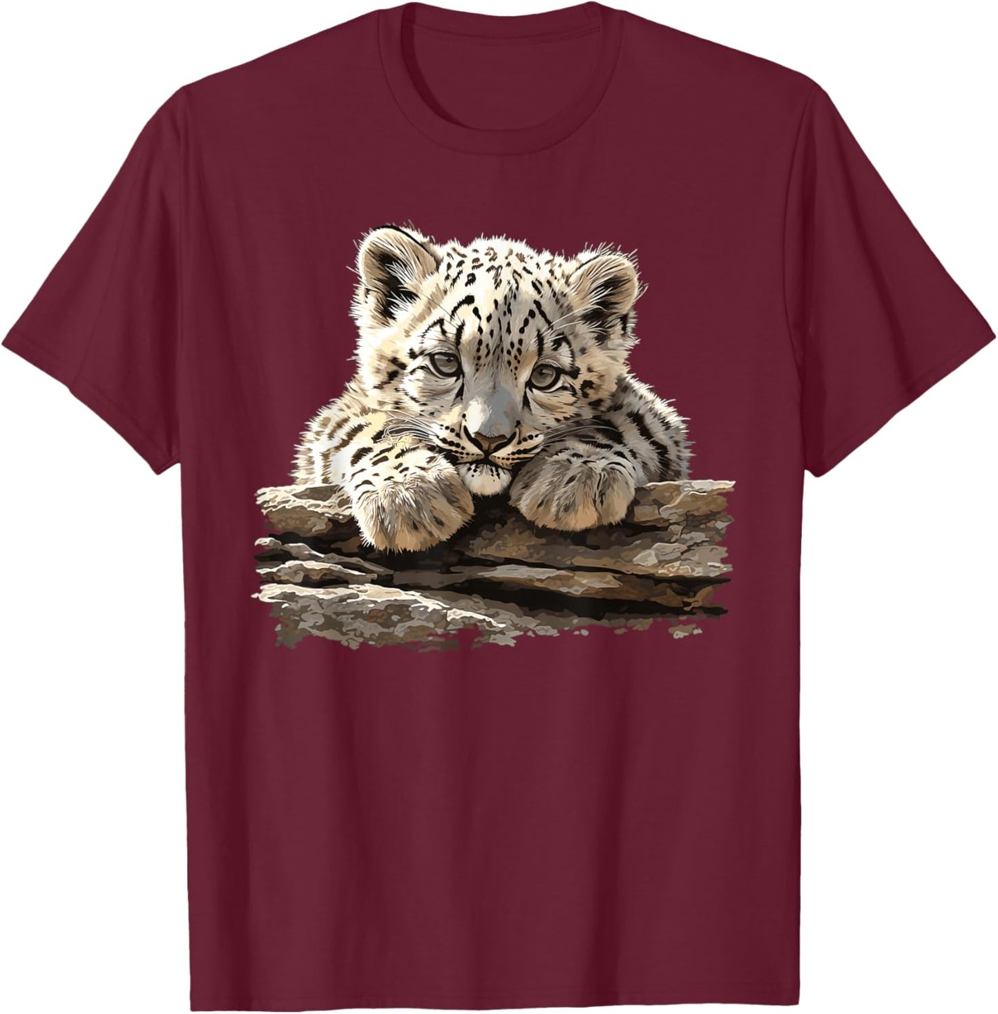 Snow Leopards Lovers Snow Leopard T-Shirt - T-Shirt | Maroon