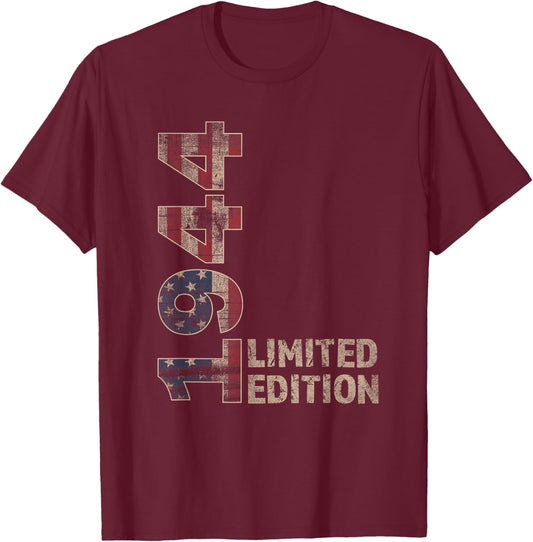 81th Birthday Gift men Vintage born 1944 turning 81 Year T-Shirt - T-Shirt | Maroon