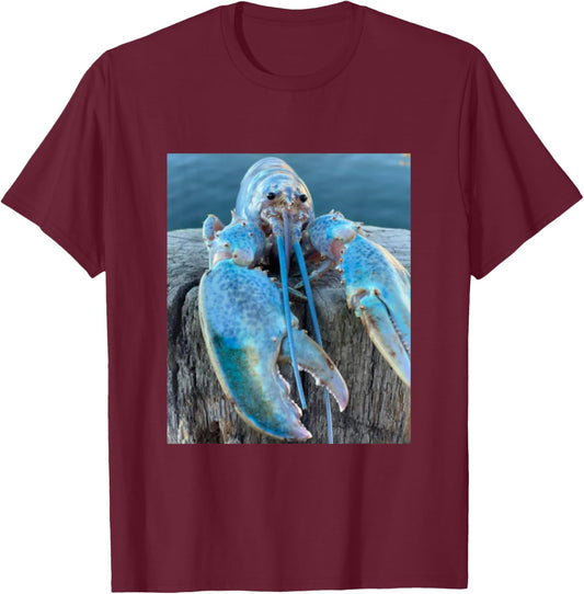 Funny Jumpscare Lobster Meme Blue Crustacean T-Shirt - T-Shirt | Maroon