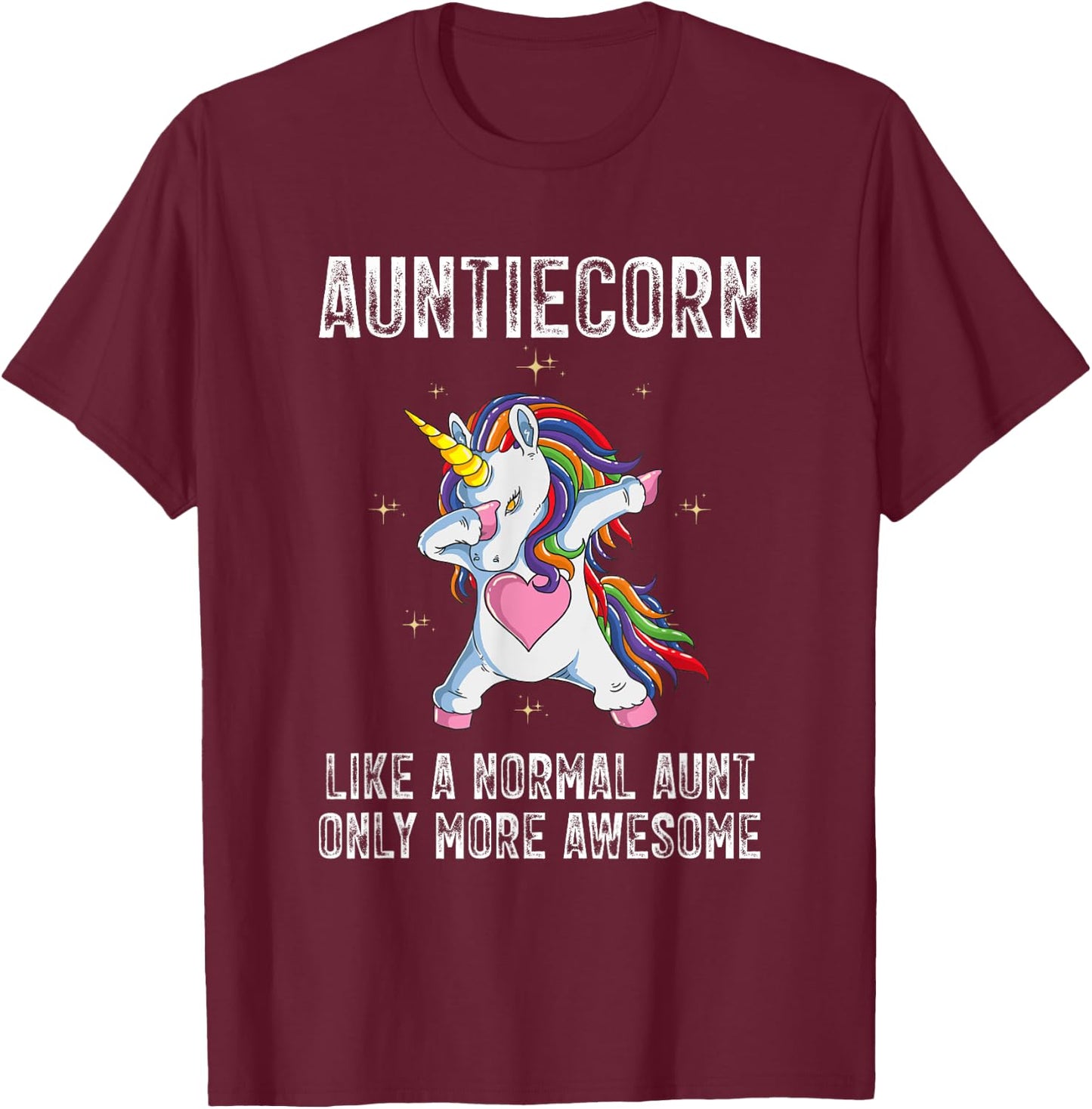 Auntiecorn Dabbing Unicorn Mother's Day 2023 Auntie Awesome T-Shirt - T-Shirt | Maroon