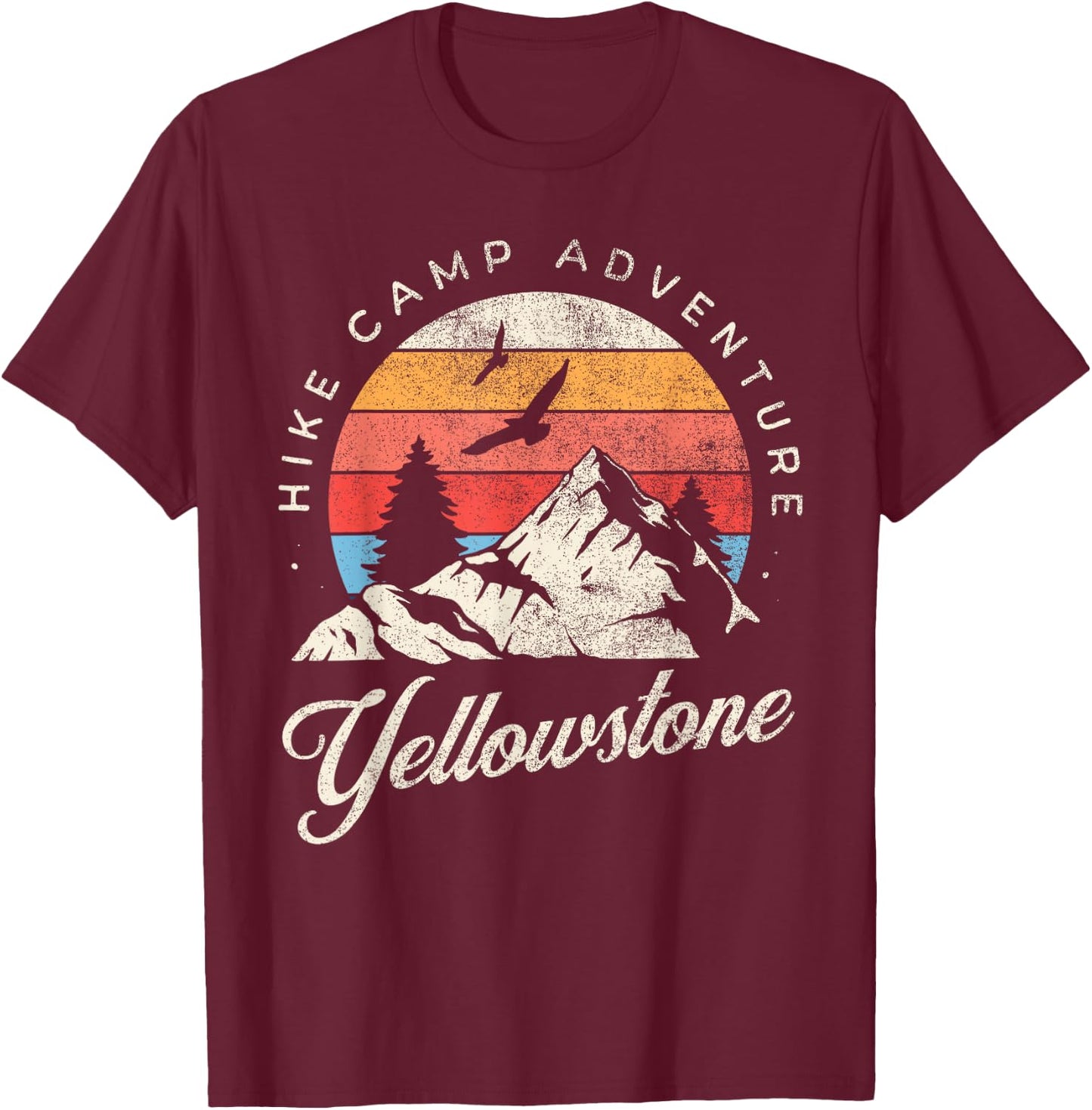 Yellowstone National Park Nature Mountains Hiking Outdoors T-Shirt - T-Shirt | Maroon