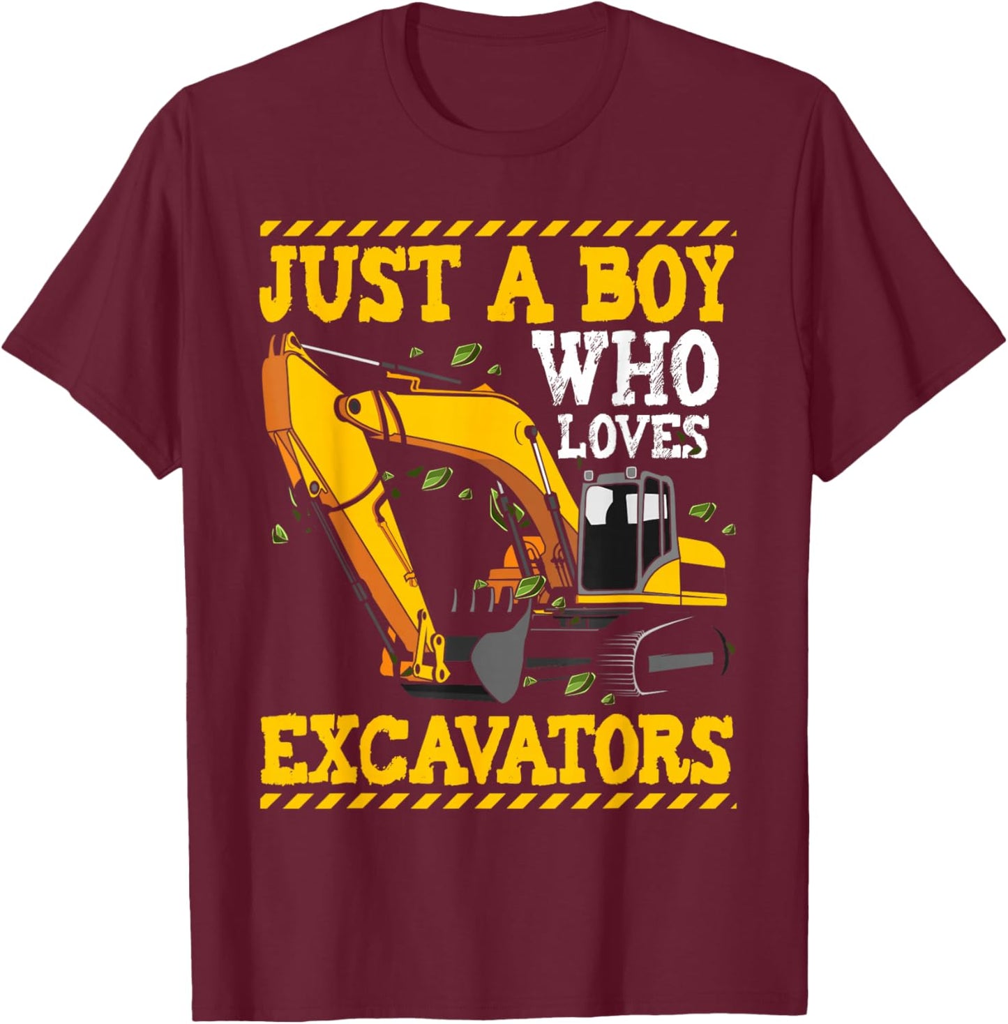 Just A Boy Who Loves Excavators Construction Toddler T-Shirt - T-Shirt | Maroon