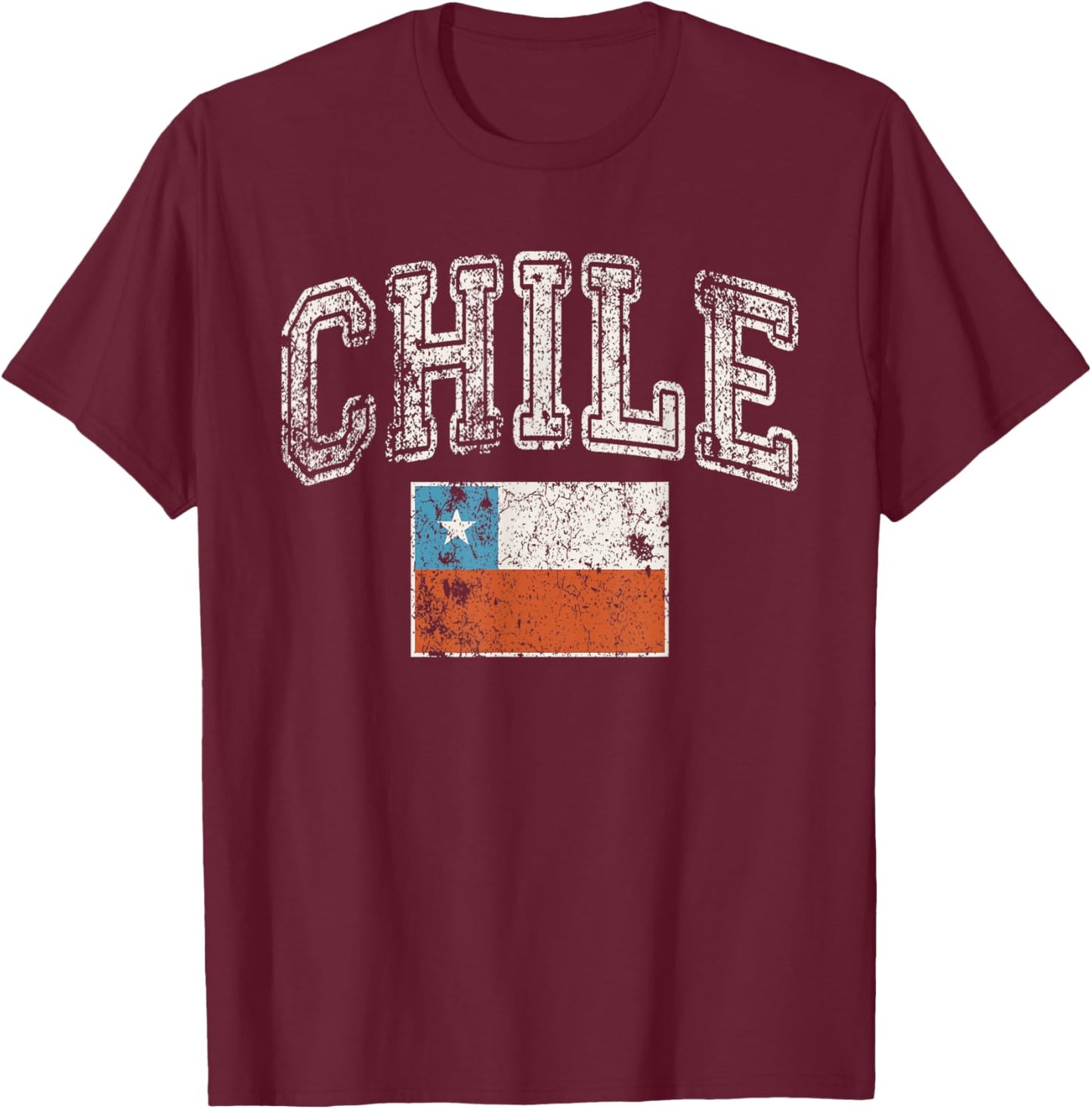 Vintage Retro Faded Chile Flag Chilean Pride T-Shirt - T-Shirt | Maroon