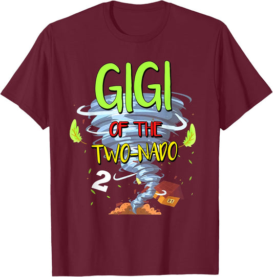 Gigi of the Two-nado Tornado Theme 2nd Birthday Party T-Shirt - T-Shirt | Maroon