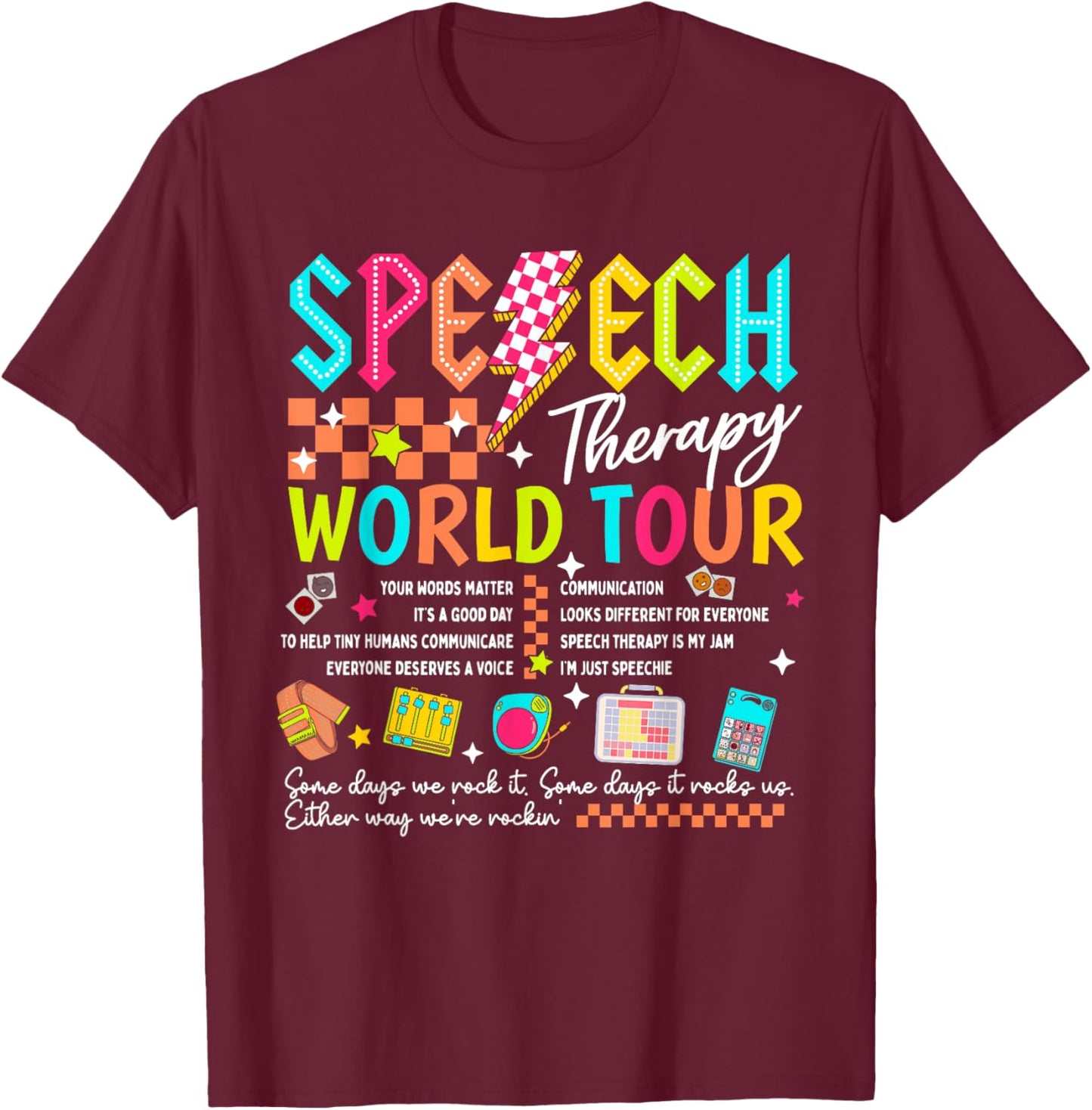 Speech Therapy World Retro Tour Speech Therapist Sped T-Shirt - T-Shirt | Maroon