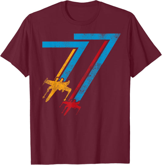 Affiche de Star Wars Double X-Wing '77 T-Shirt - T-Shirt | Maroon