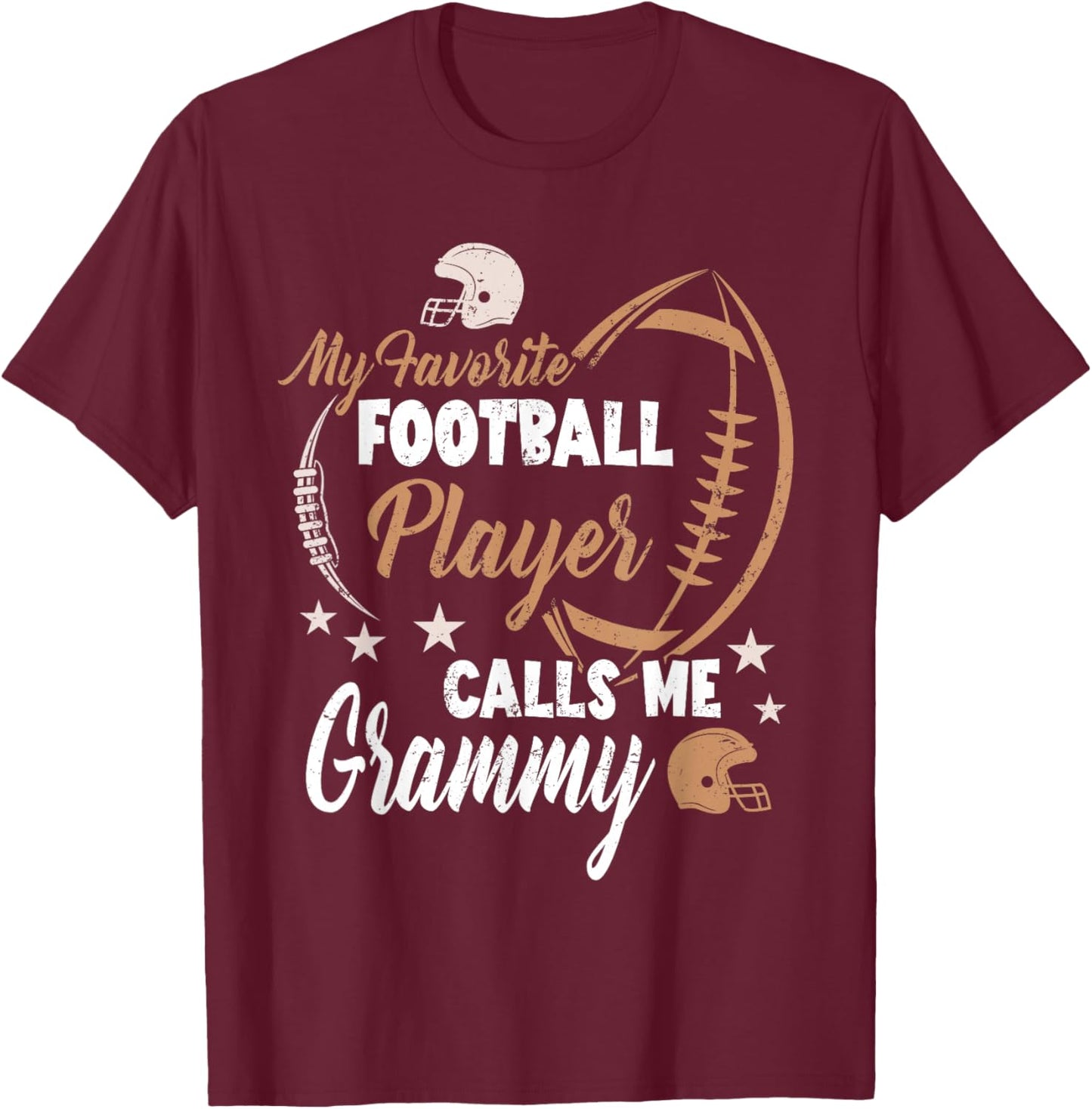 My Favorite Football Player Calls Me Grammy Family Matching T-Shirt - T-Shirt | Maroon