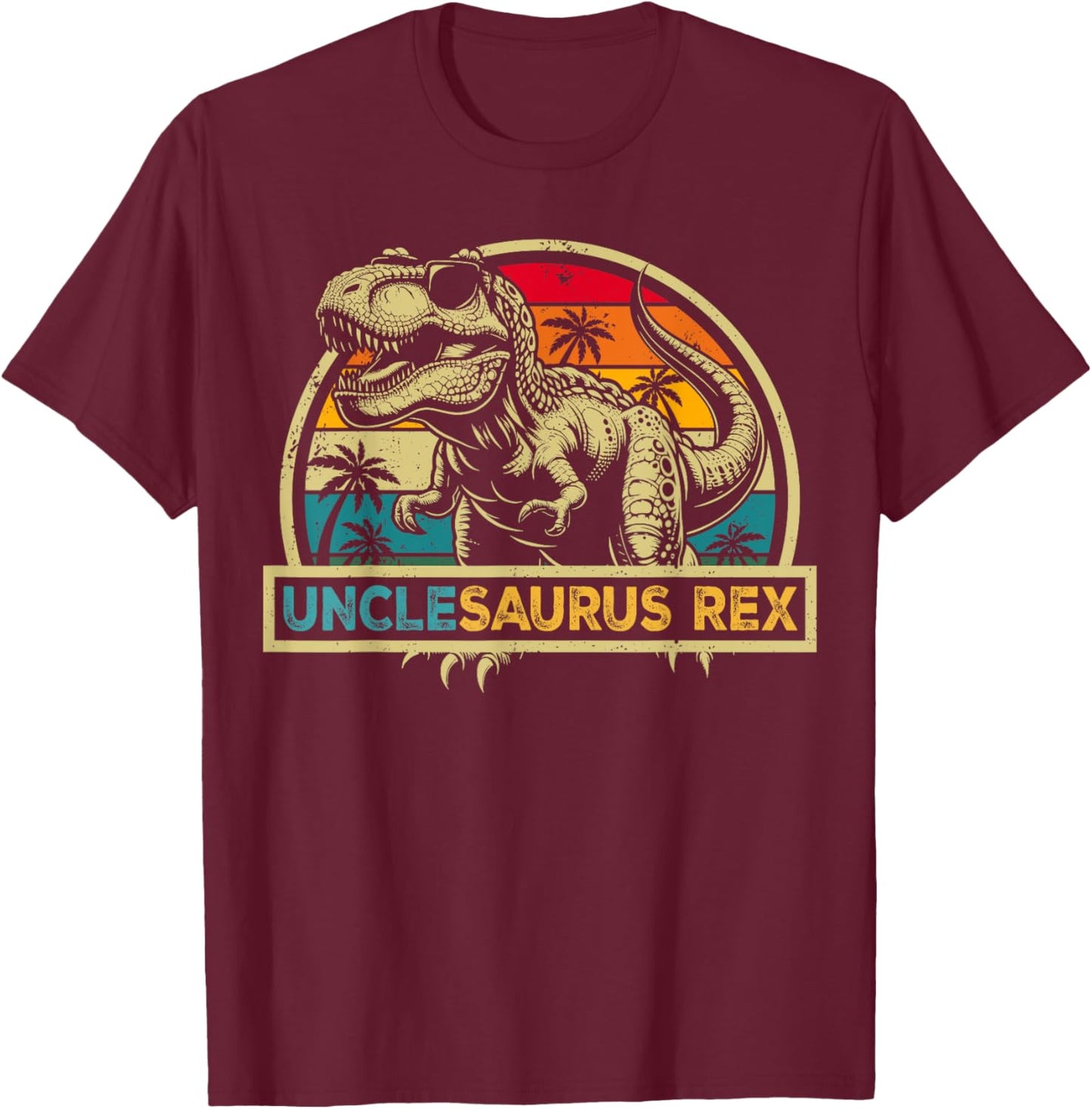 Unclesaurus Rex Dinosaur Uncle Saurus Rex Family Matching T-Shirt - T-Shirt | Maroon