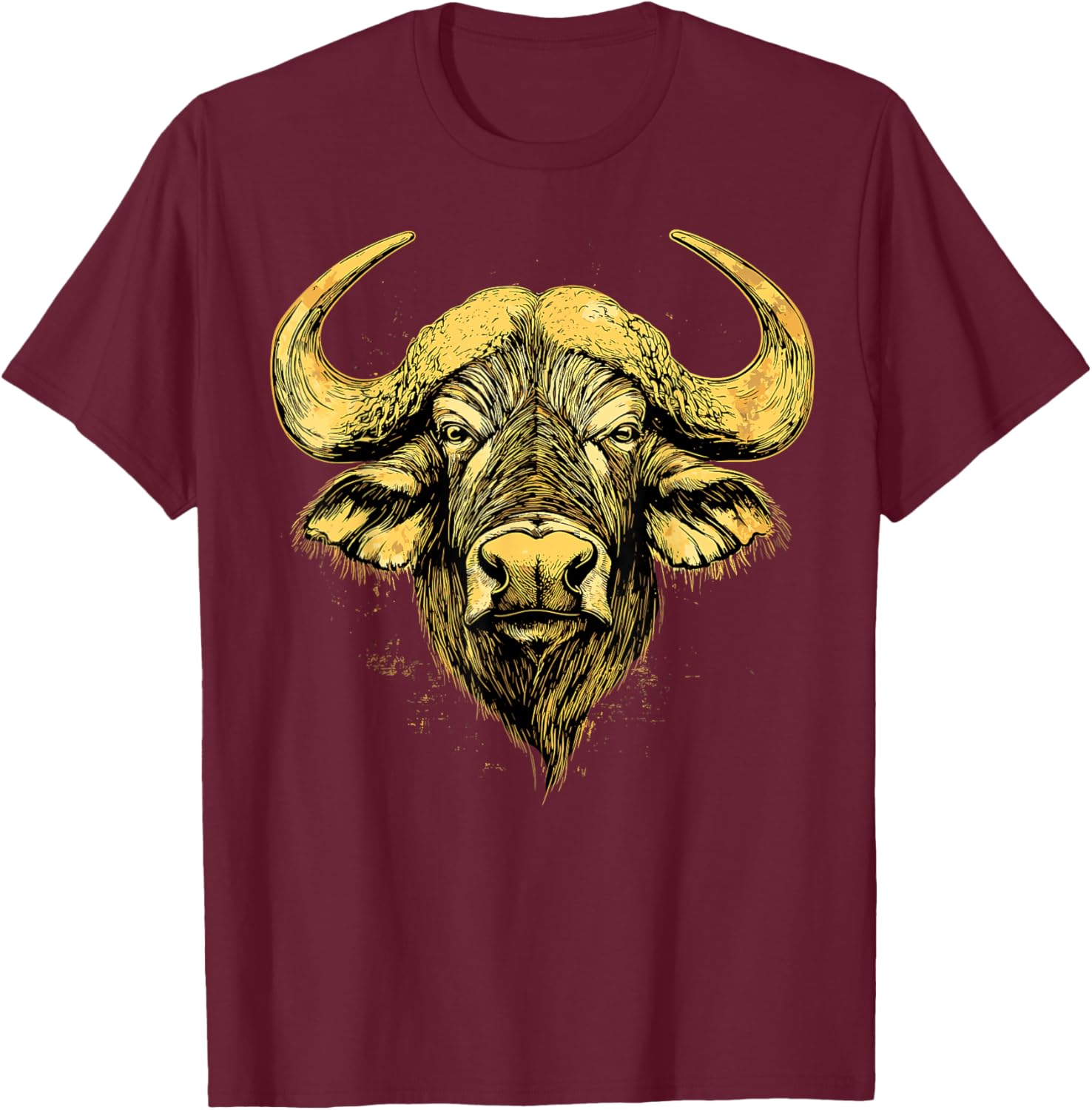 Buffalo Cape Water Buffalos Safari South African Buffalo T-Shirt - T-Shirt | Maroon