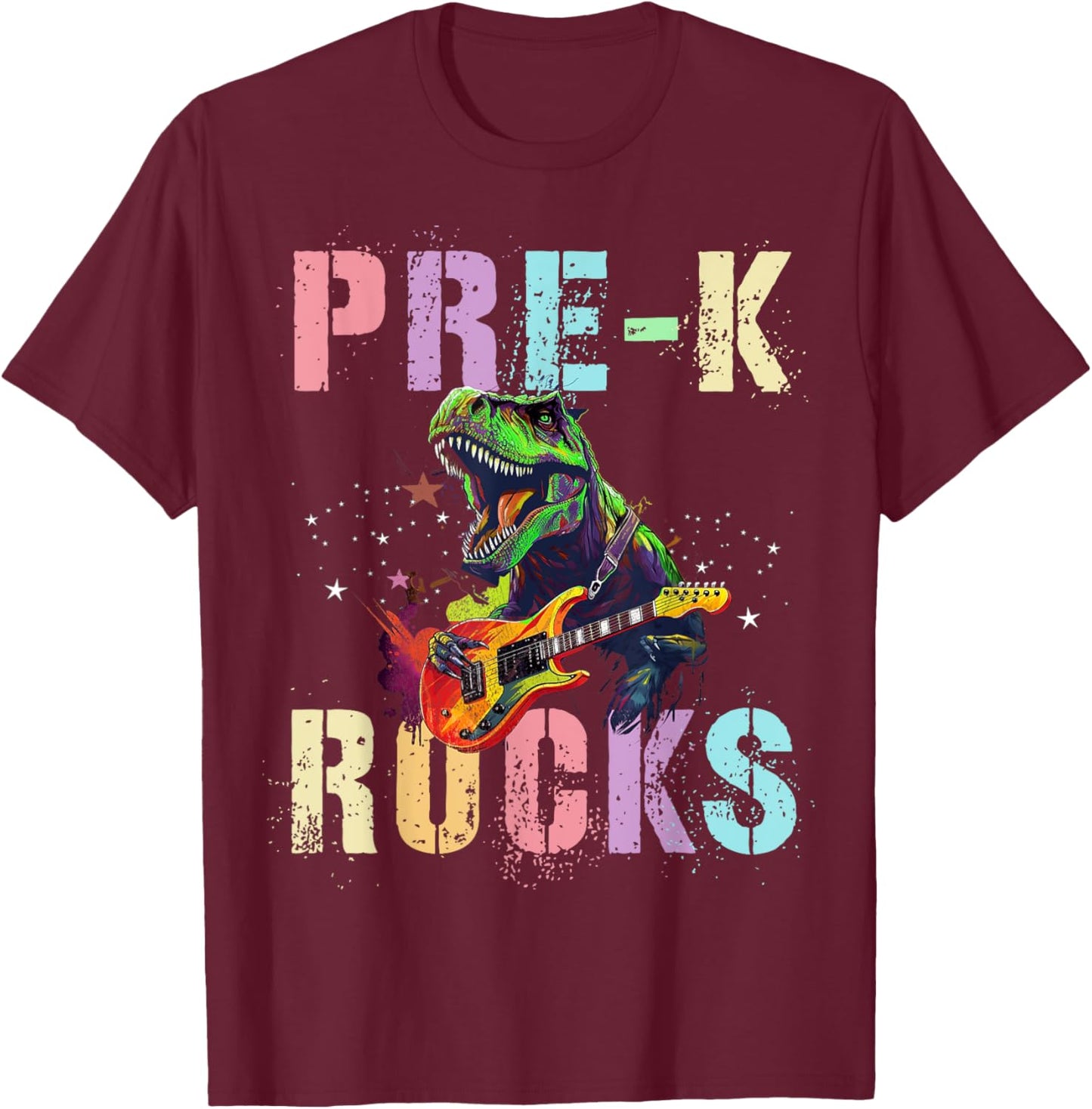 Cute PRE-K ROCKS Teacher Squad PreK Little ABCD Rockstars Women Girls Kids T-Shirt - T-Shirt | Maroon