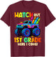 Watch Out 1st Grade Here I Come Monster Truck School Kids T-Shirt - T-Shirt | Maroon