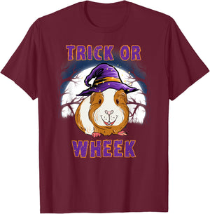 Trick Or Wheek Guinea Pig Halloween T-Shirt - T-Shirt | Maroon