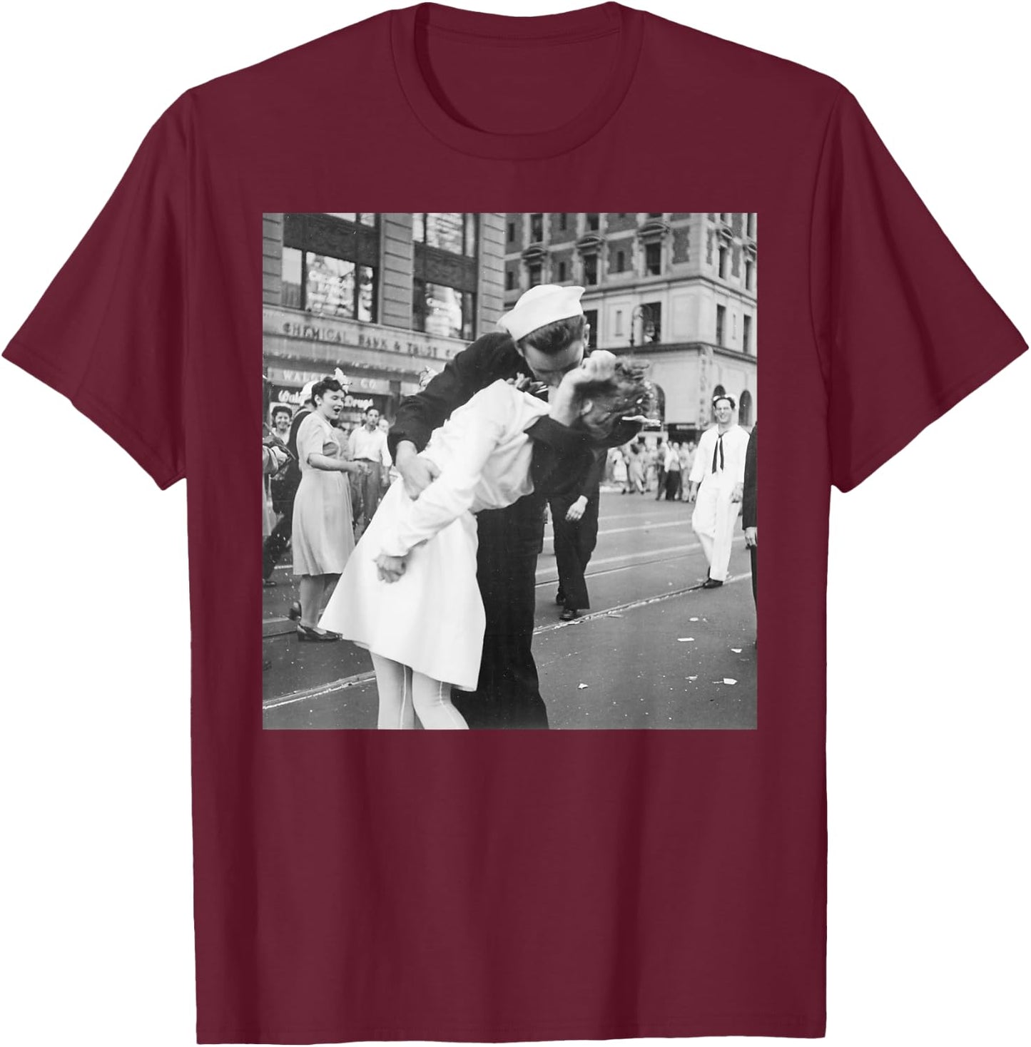 The Kiss V-J Day in Times Square Patriotic Graphic T-Shirt - T-Shirt | Maroon