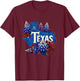 Texas State Outline Bluebonnet State Texas Flower T-Shirt - T-Shirt | Maroon