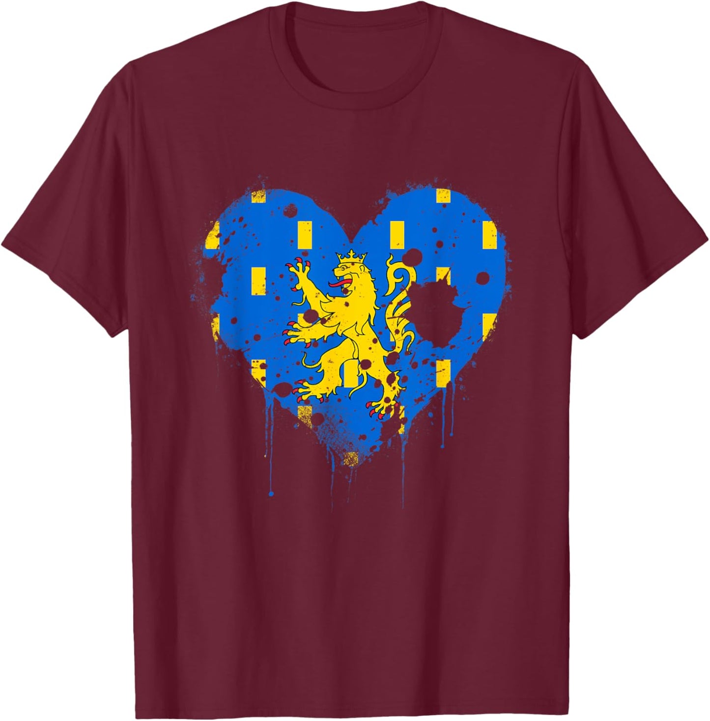 Vintage Franche-Comté Flag Gift Franc-Comtois T-Shirt - T-Shirt | Maroon