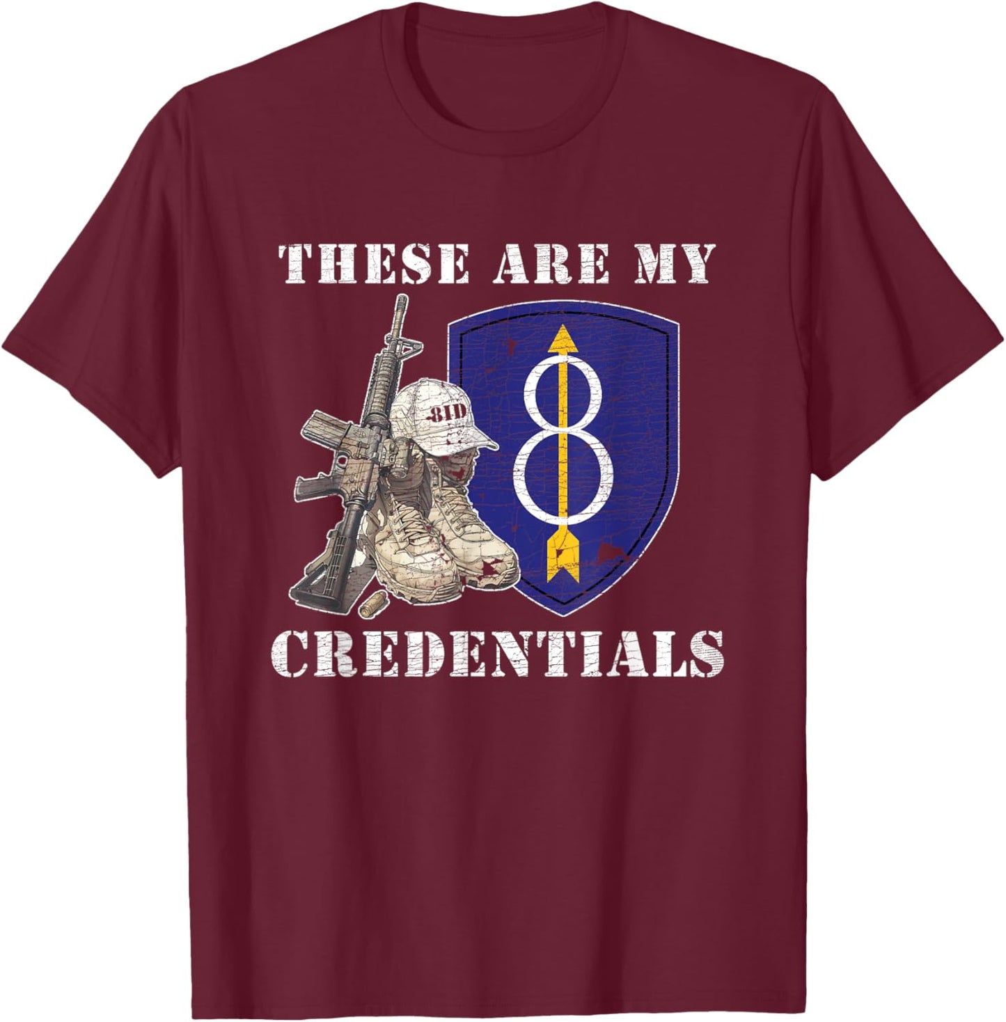 8th Infantry Division 8th ID Golden Arrow Division Gifts T-Shirt - T-Shirt | Maroon