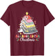 All Booked For Christmas Book Tree Lights Christmas Library T-Shirt - T-Shirt | Maroon