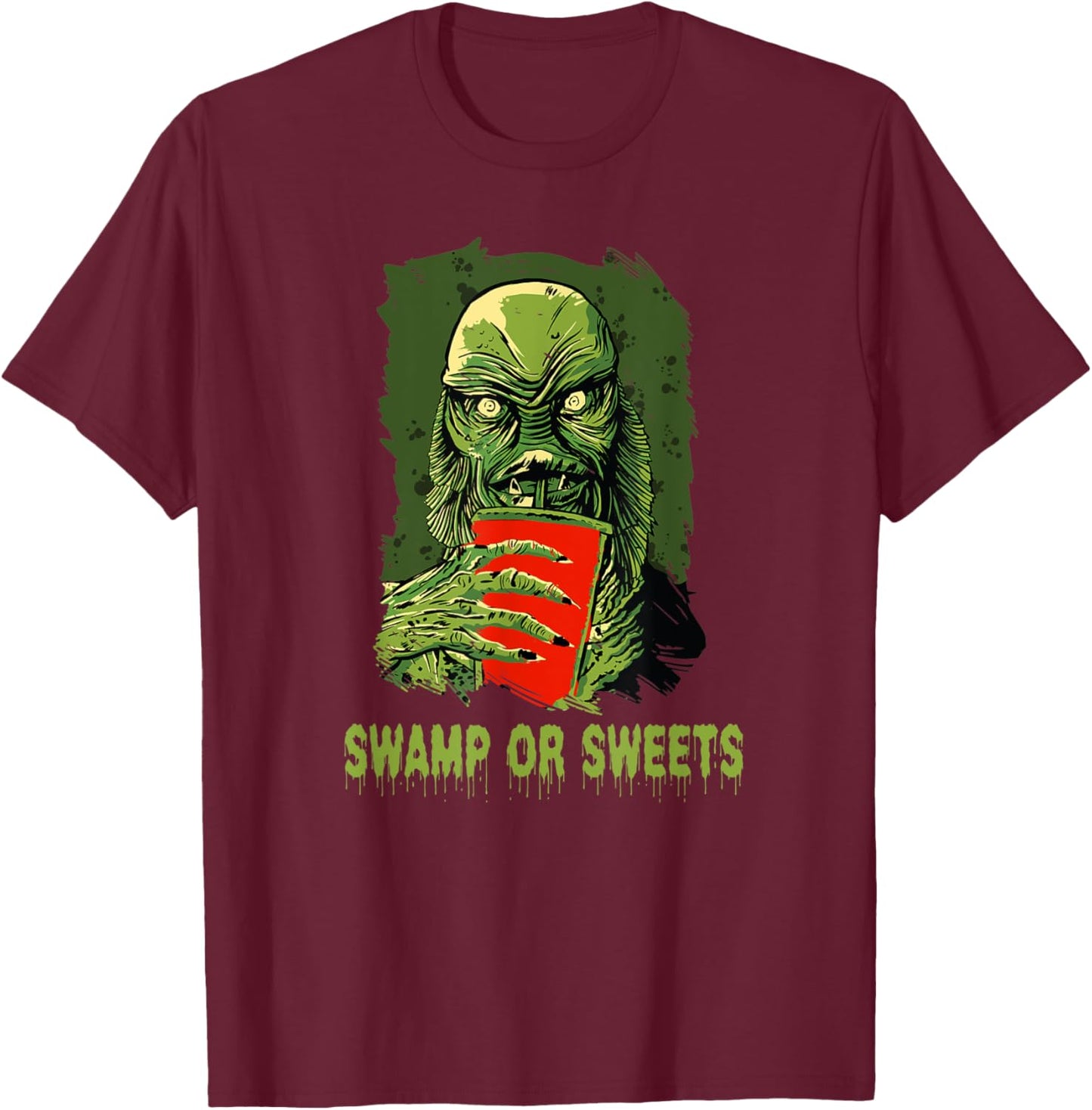 Swamp or Sweets Halloween Costume Scary Swamp Monster Fish T-Shirt - T-Shirt | Maroon