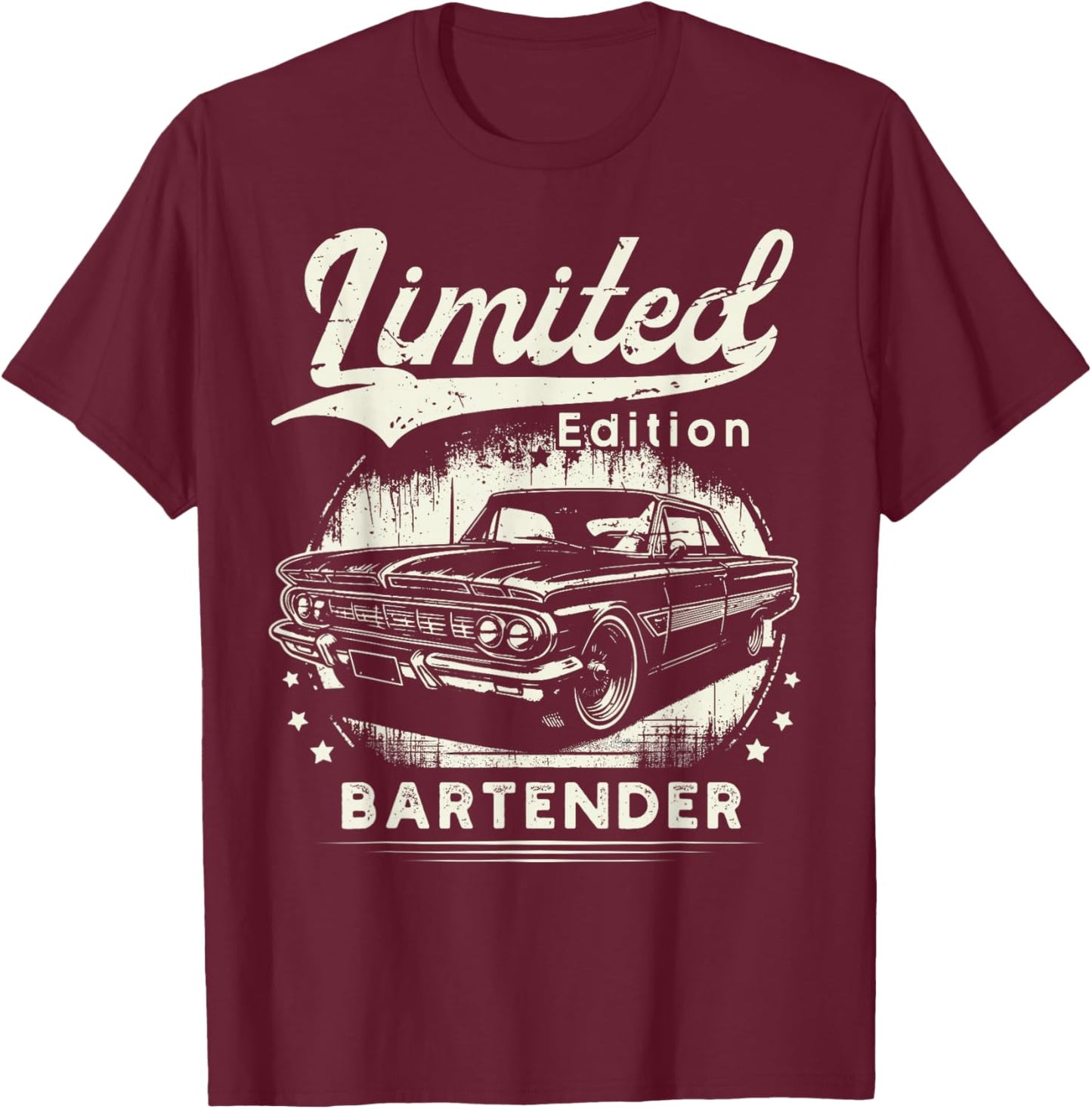 Bartender Job classic car Birthday Worker Professional T-Shirt - T-Shirt | Maroon