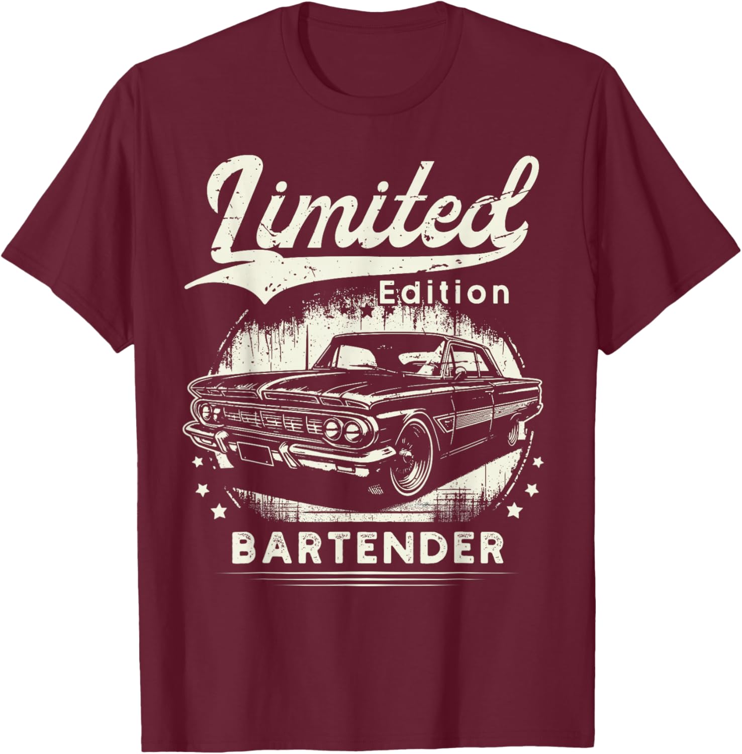 Bartender Job classic car Birthday Worker Professional T-Shirt - T-Shirt | Maroon
