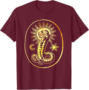 Gnostic Demiurge Chnoubis Abraxas Gnosis Lion Serpent T-Shirt - T-Shirt | Maroon