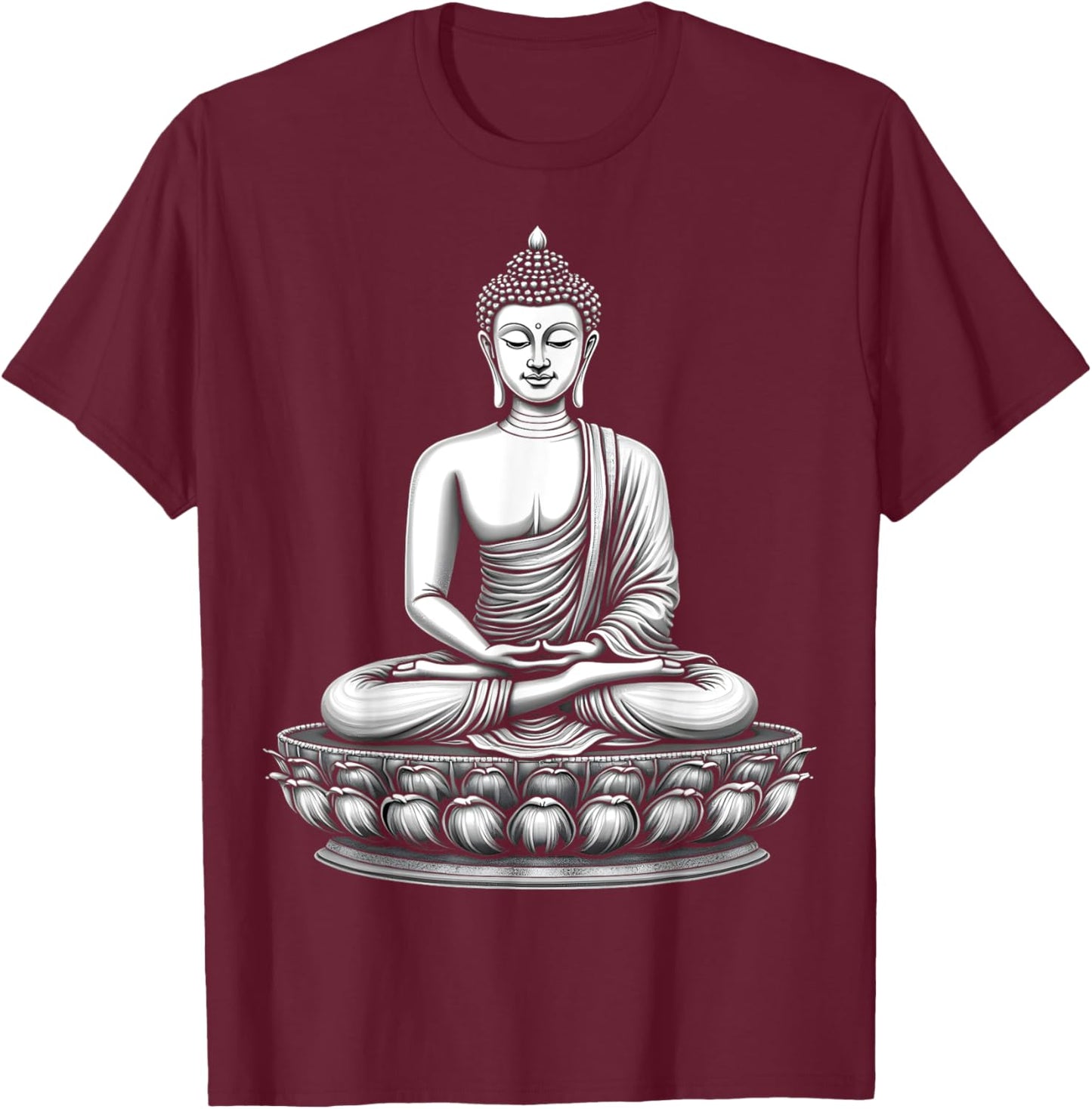 Buddha Serenity Meditation T-Shirt - T-Shirt | Maroon