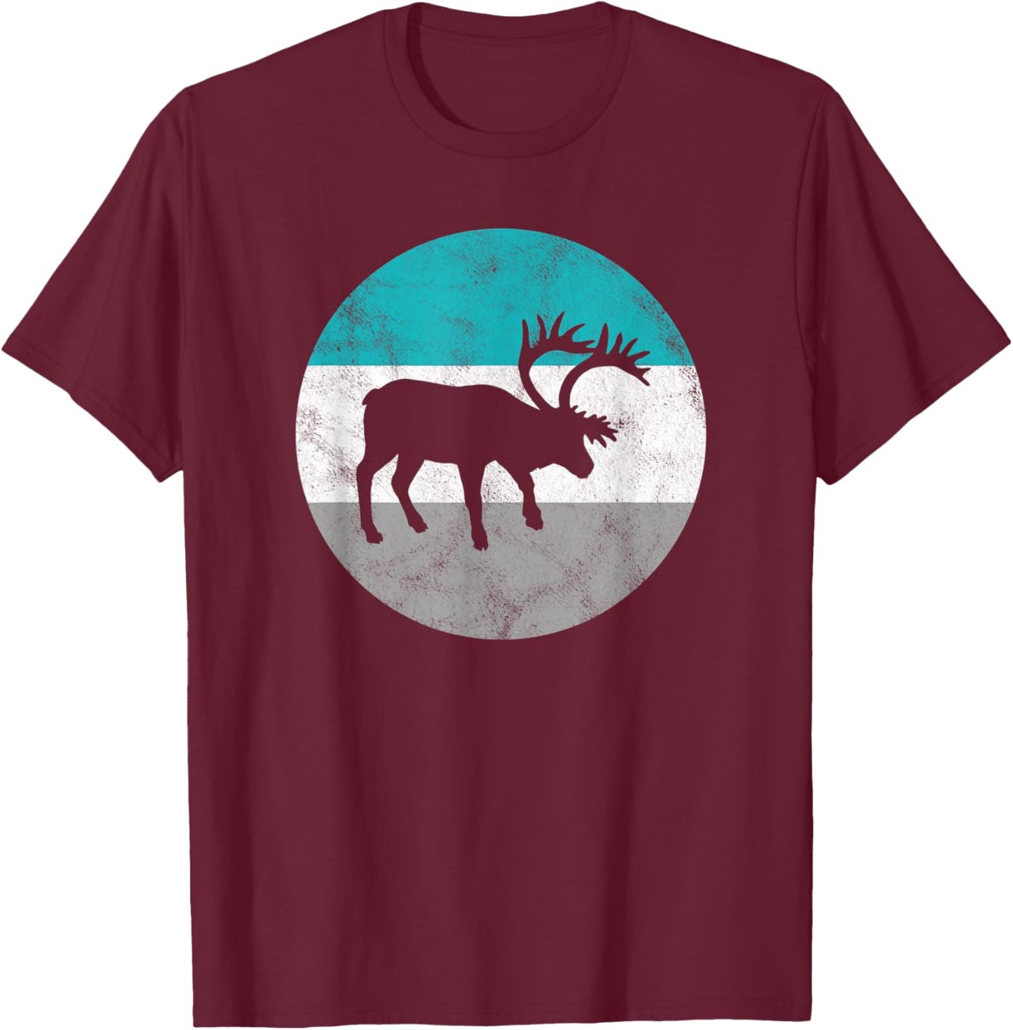 Caribou Retro Gift Women Boys & Girls T-Shirt - T-Shirt | Maroon