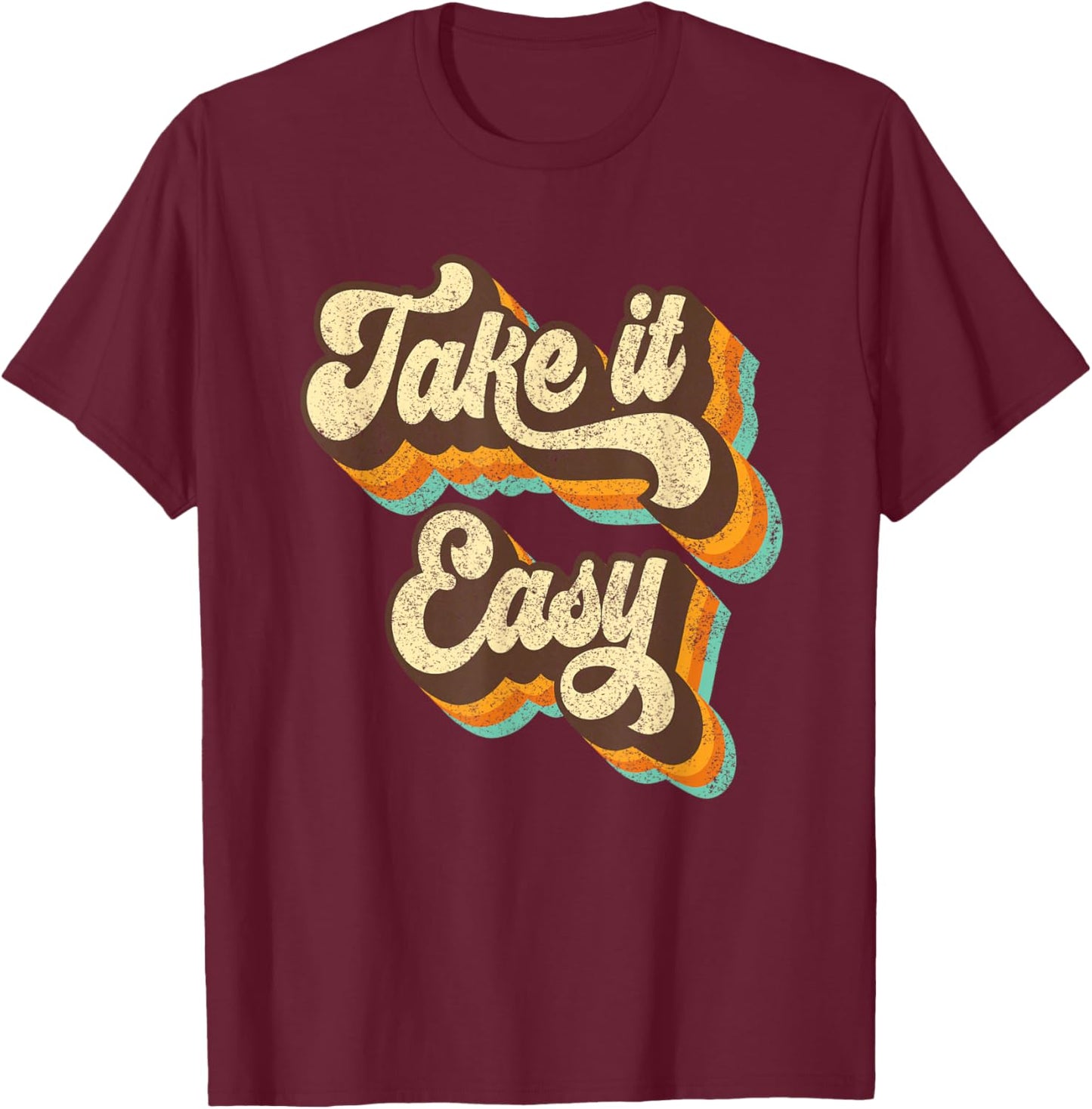Take It Easy Retro 70s Disco Party Costume T-Shirt - T-Shirt | Maroon
