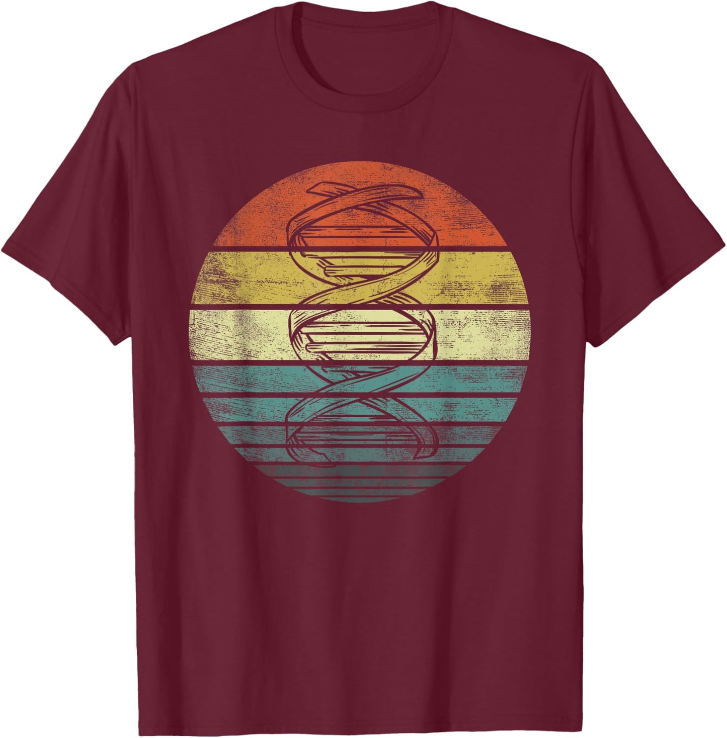 DNA Genetics Gifts Retro Sunset Science Biology Genealogy T-Shirt - T-Shirt | Maroon