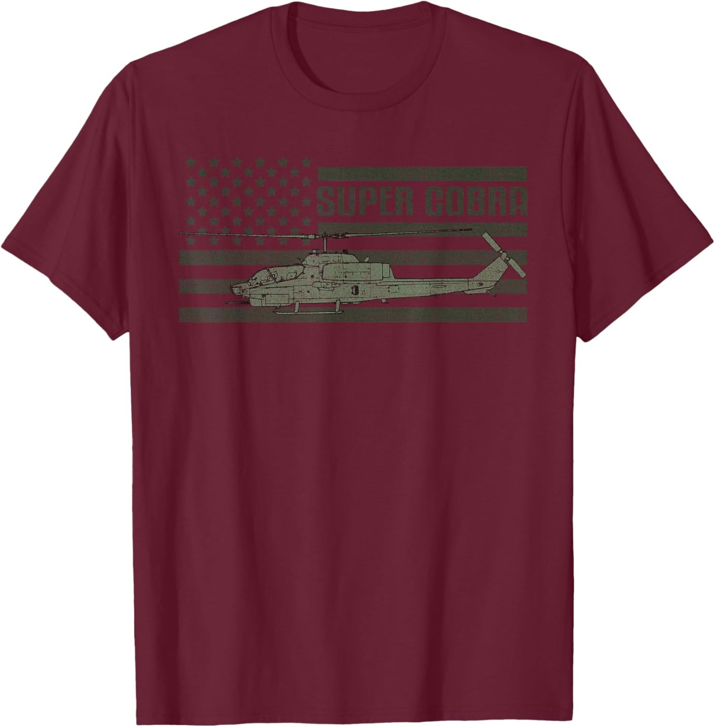 AH-1 Cobra US Military Helicopter T-Shirt - T-Shirt | Maroon
