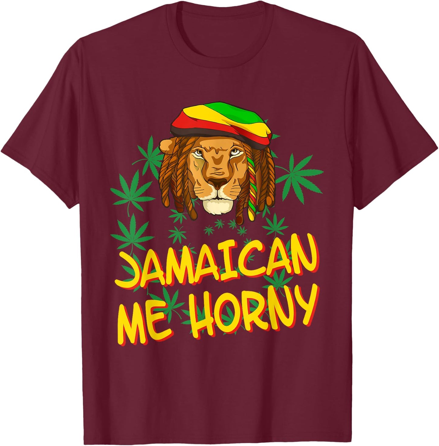 Jamaican me horny - Jamaica Flag Shirt T-Shirt - T-Shirt | Maroon