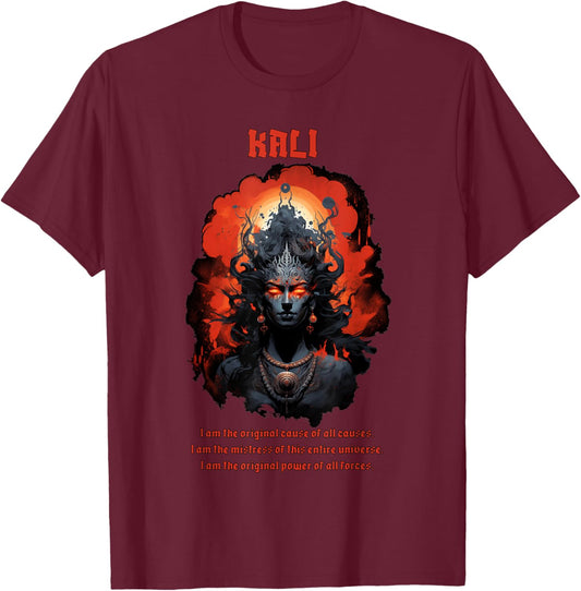 Kali Goddess of Death, Time and Doomsday Hindu God Occult T-Shirt - T-Shirt | Maroon