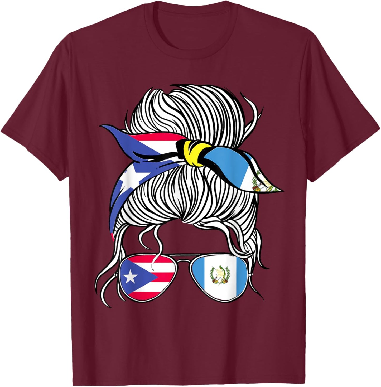 Puerto Rico Flag Guatemala Grown Women Girl Country T-Shirt - T-Shirt | Maroon