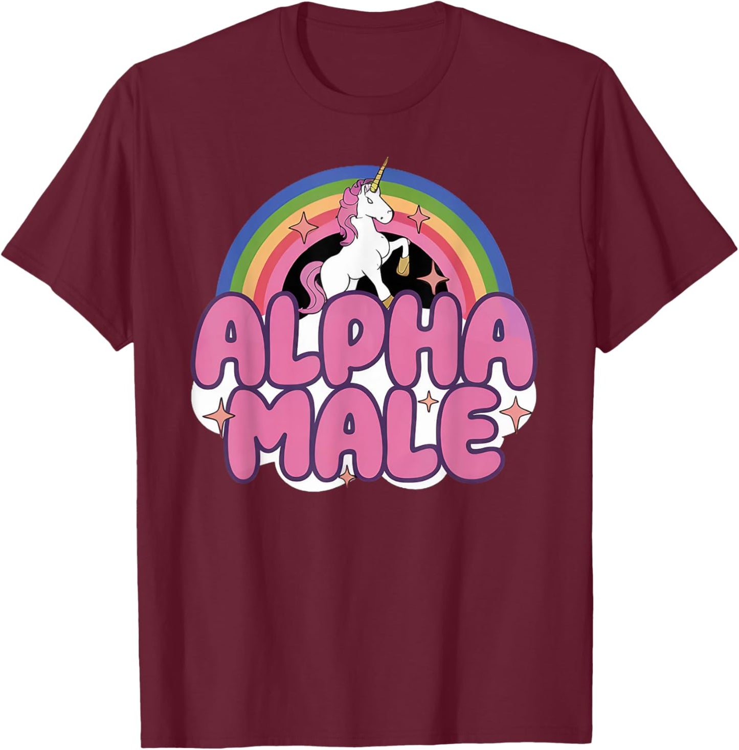 Alpha Male Rainbow Unicorn Funny Oddly Specific Dank Meme T-Shirt - T-Shirt | Maroon