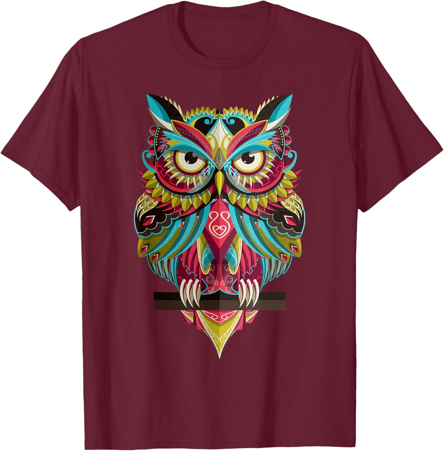 Cool Owl Graphic - Cute Graphic Design Illustration Owl Small T-Shirt - T-Shirt | Maroon