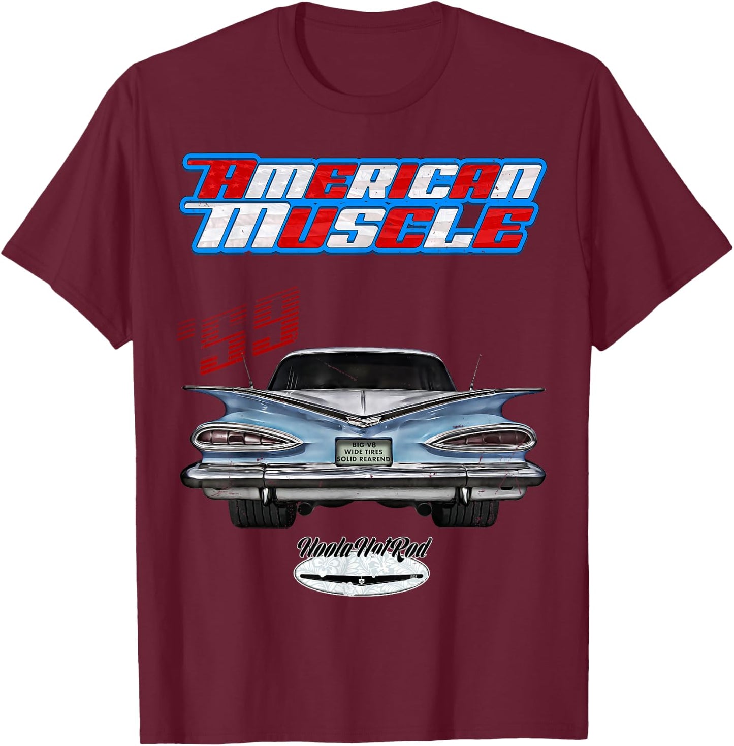 1959,59,Impala,Biscayne,Delray,BelAir,Rockabilly,Rock n Roll T-Shirt - T-Shirt | Maroon
