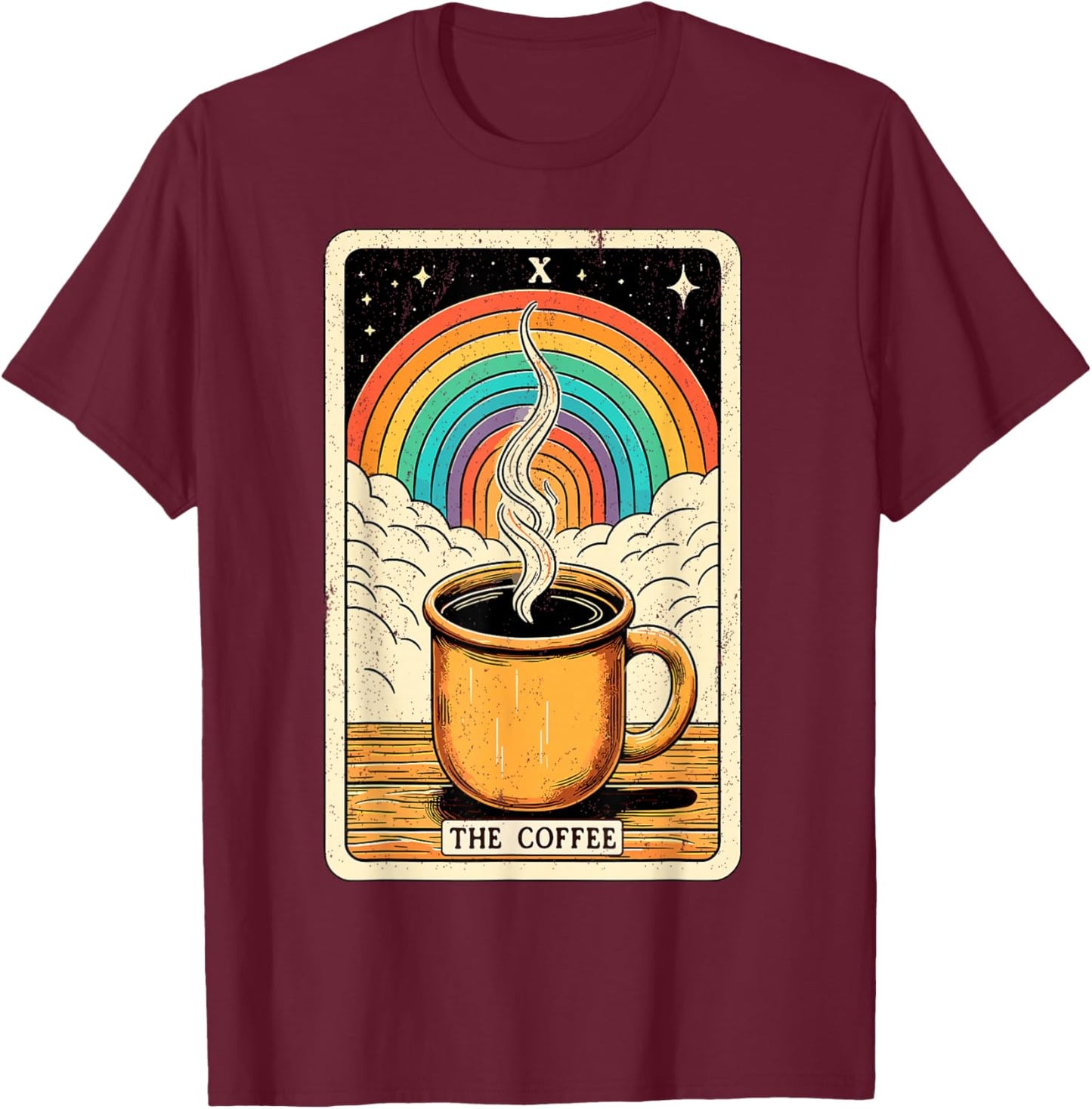 The Coffee Tarot Card Coffee Lover Funny Coffee T-Shirt - T-Shirt | Maroon