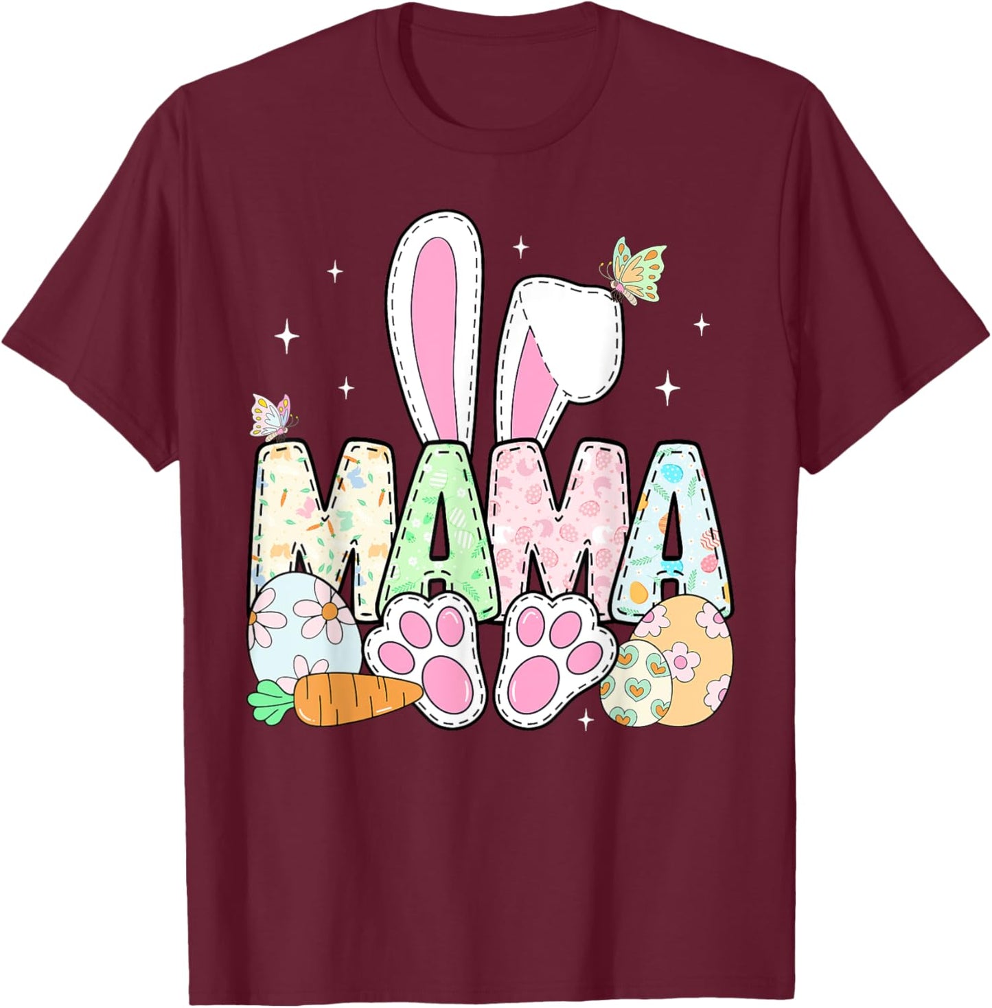 Easter Bunny Mama Spring Eggs Hunting Family Matching Easter T-Shirt - T-Shirt | Maroon